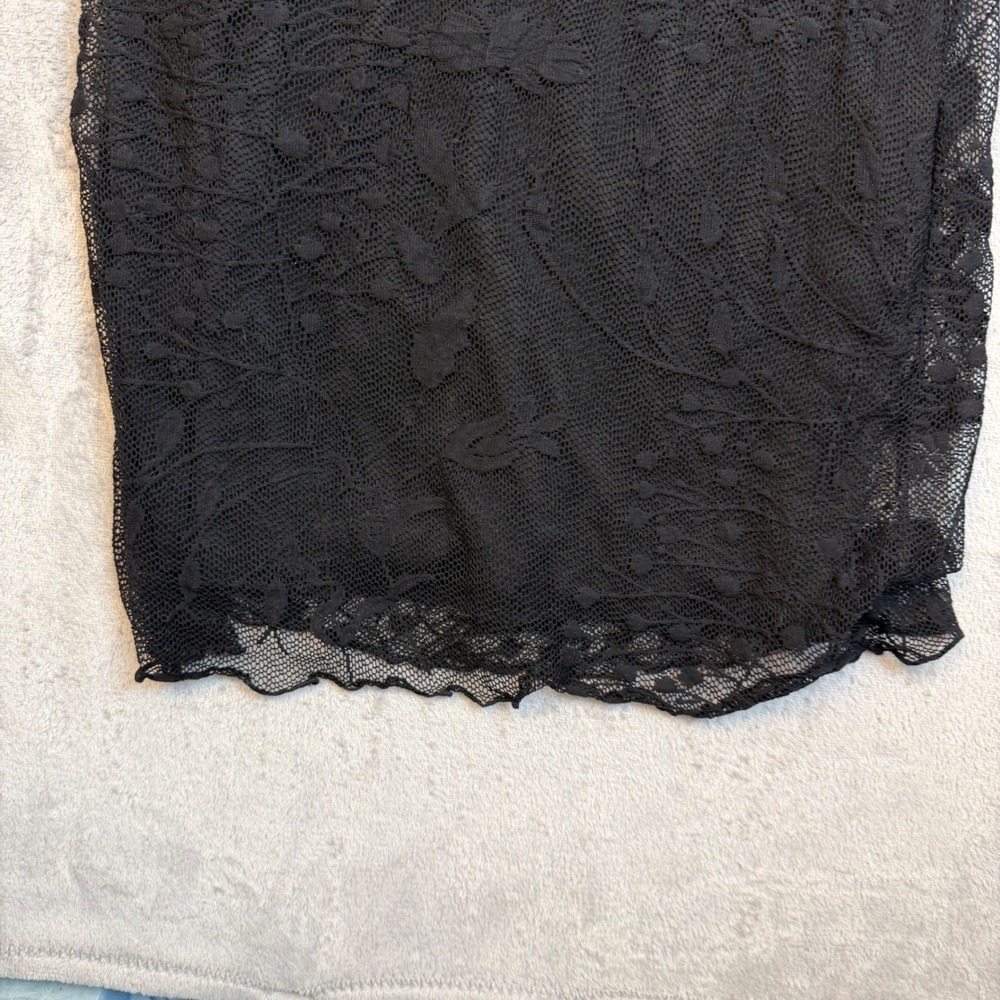 Moa Moa Dress Womens L Black Lace Ruffle Bodycon Witchy Grunge Made in USA 2986 - Picture 8 of 13